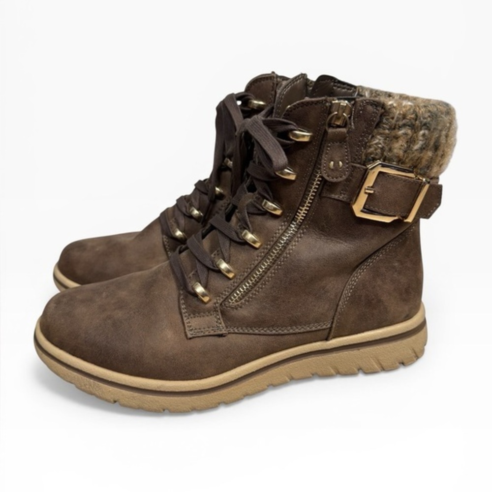 Cliffs by White Mountain Hearten Lace Up Booties Brown Womens Y2K Size US 9